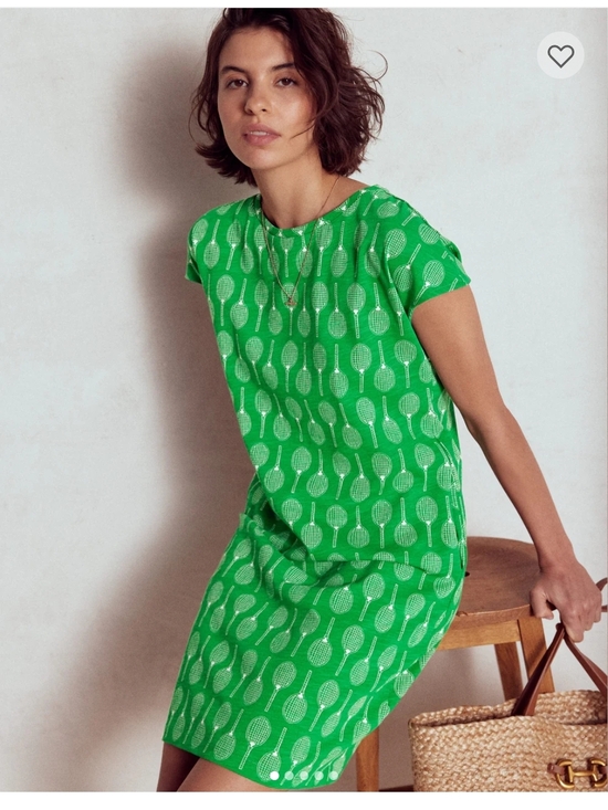 Boden Dresses & Skirts - Boden Green and White Tennis Racket Print Jersey Dress - Size 16-18R